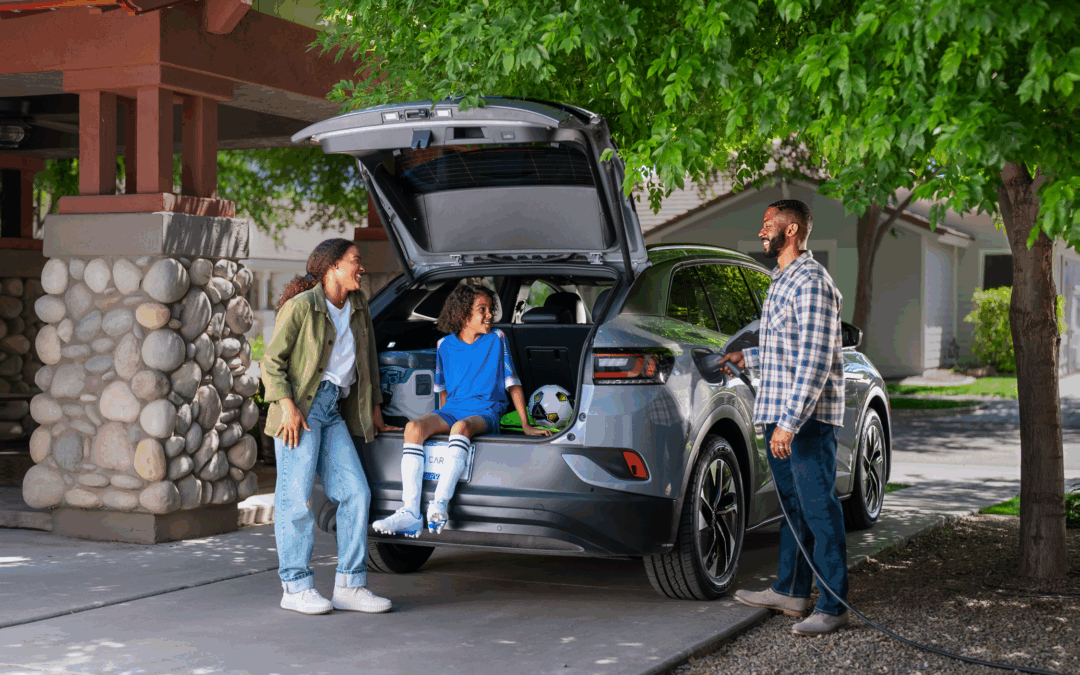 Family charging their EV