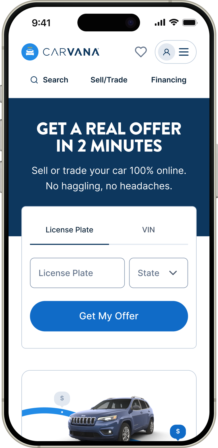 Selling to Carvana - Landing Page