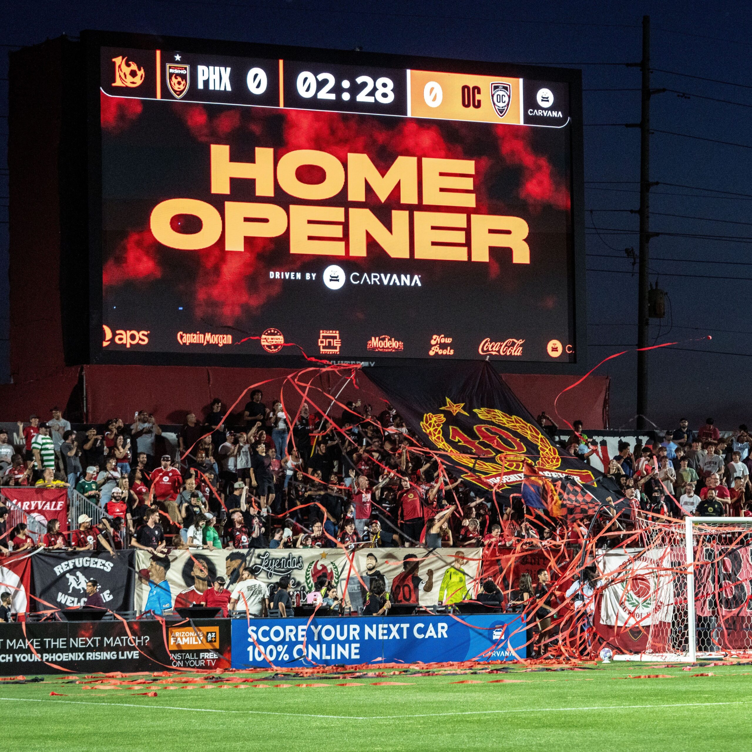 Phoenix Rising supporters fill the stands during the home opener