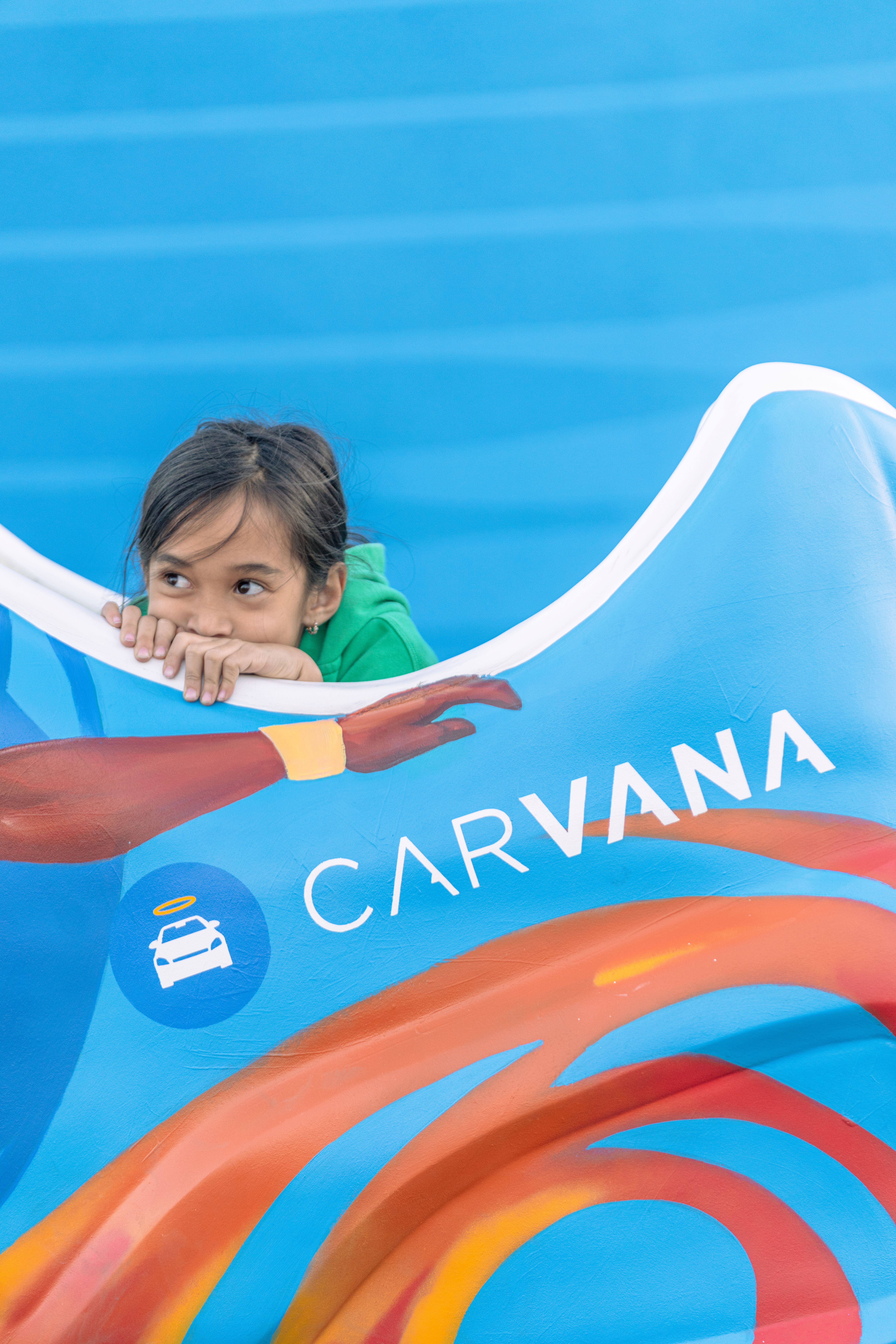 A custom Carvana Cleat painted by a local artist is displayed at Phoenix Rising Stadium ahead of the home opener.