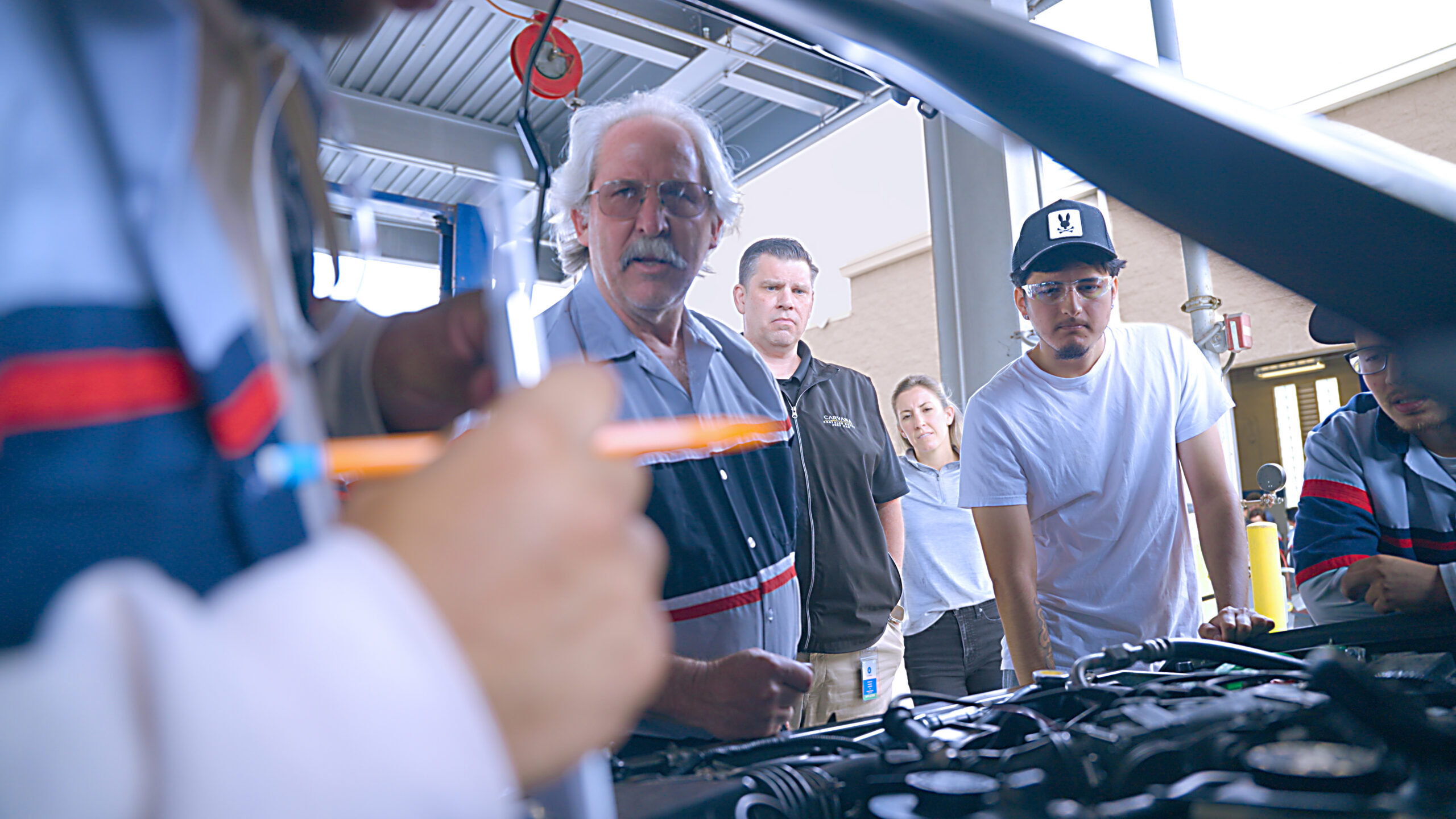 CarVets members get a firsthand look at the SDCCE shop floor during the tour of the Auto Technology department.